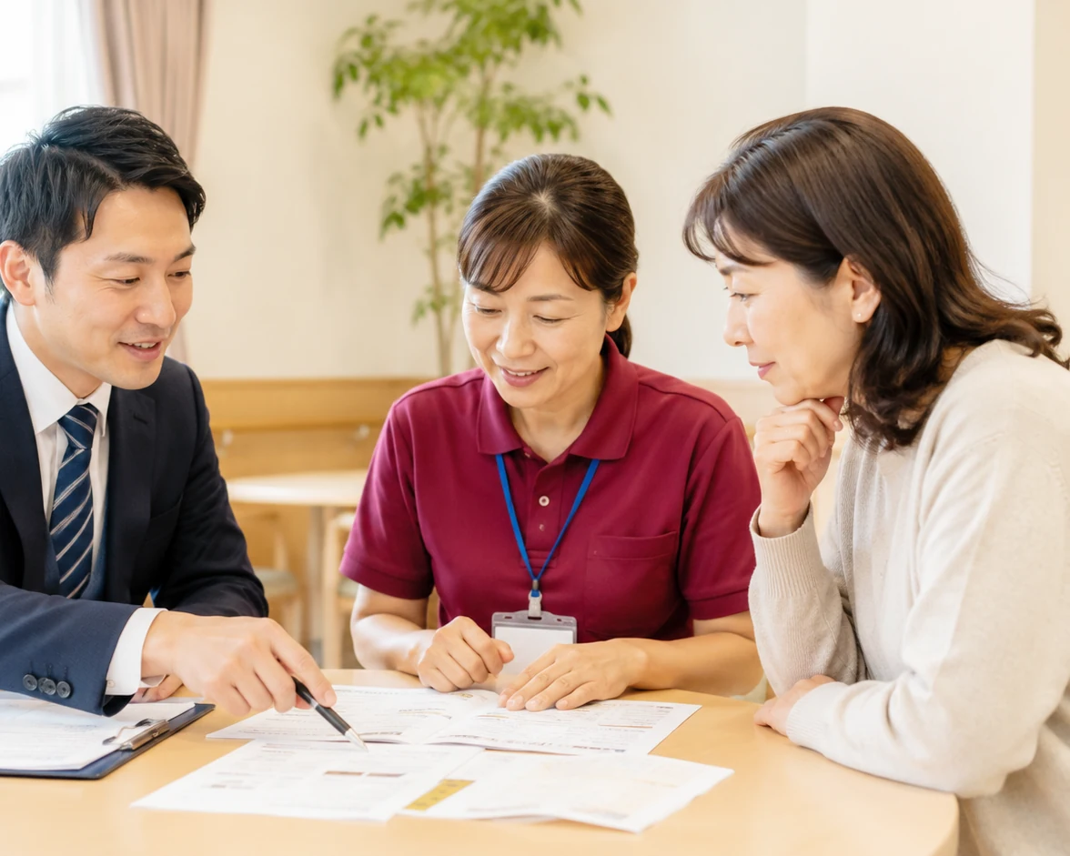 施設入居の相談をしている様子